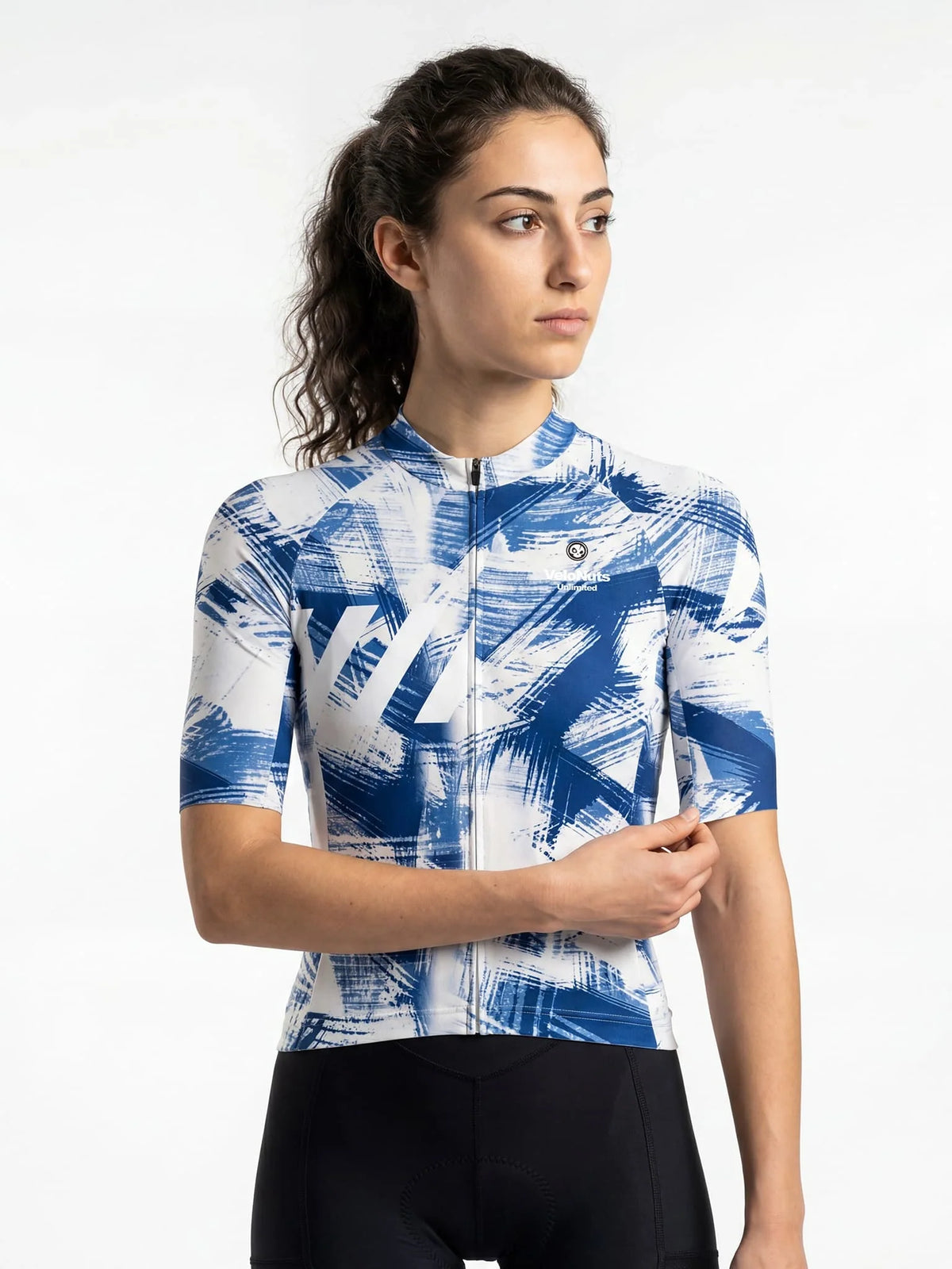 ROCKBROS dames fietsshirt Ink Burst ademend wielershirt Cobalt Strokes