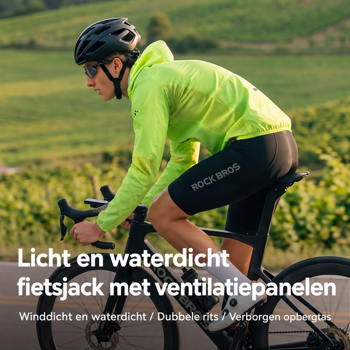 Licht waterdicht fietsjack met ventilatiepanelen - detail 3-1