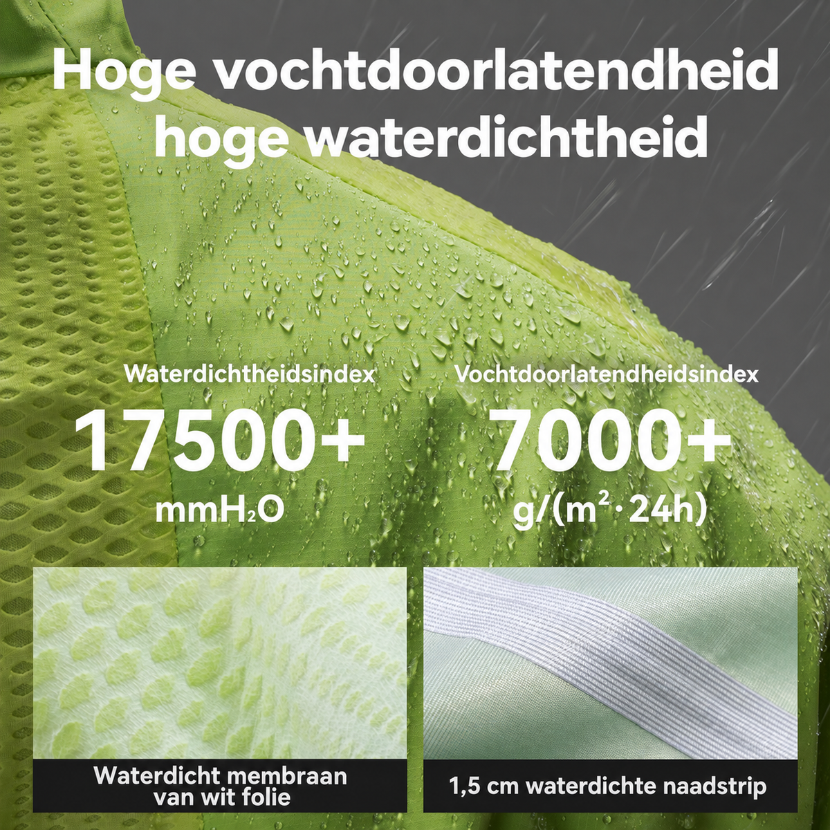 Licht waterdicht fietsjack met ventilatiepanelen - detail 4