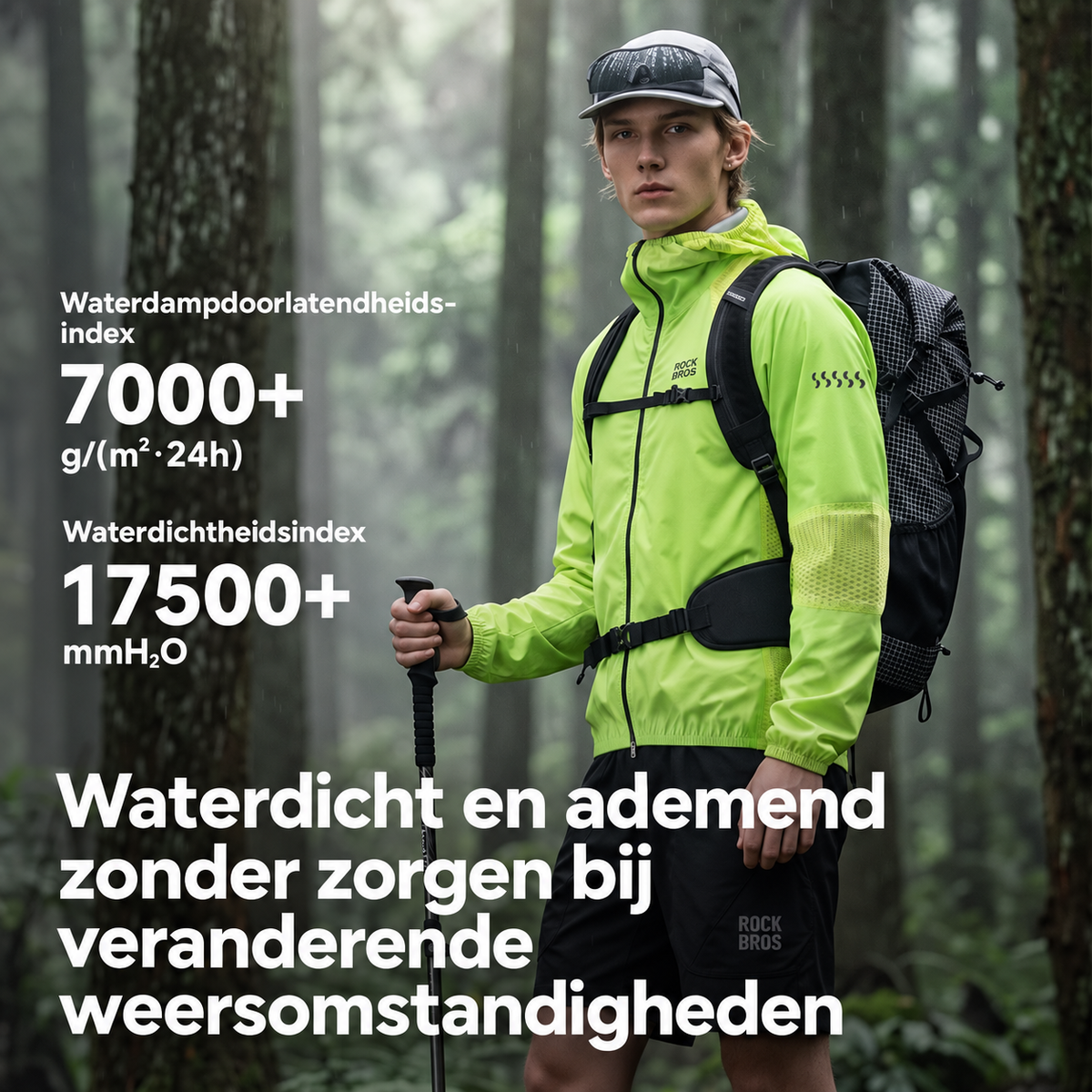 Licht waterdicht fietsjack met ventilatiepanelen - detail 5-2