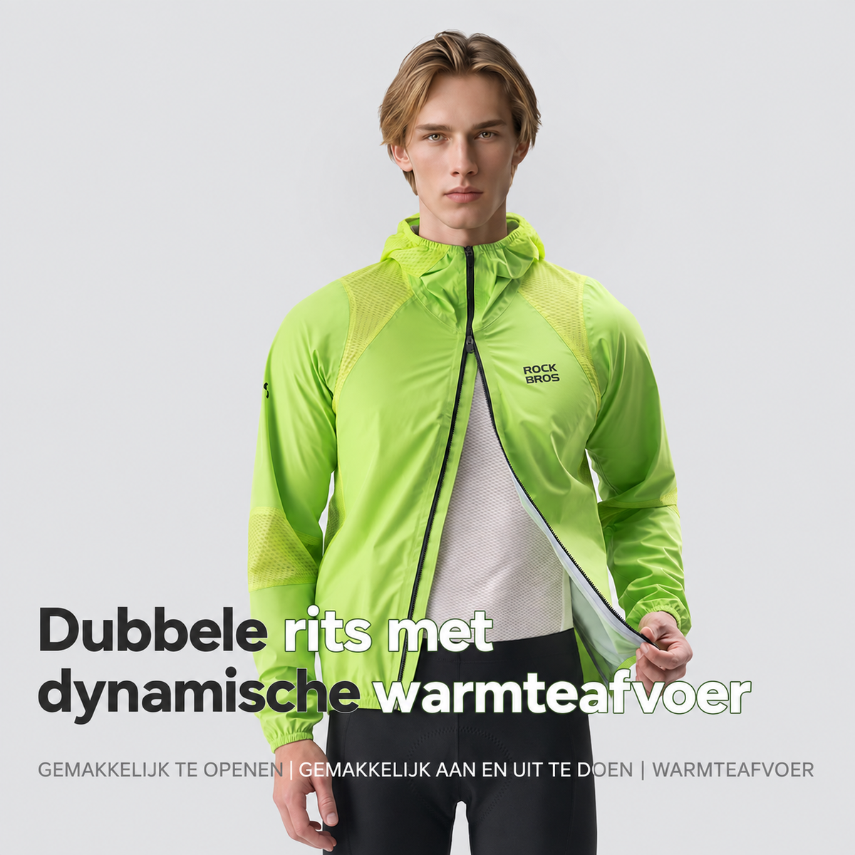 Licht waterdicht fietsjack met ventilatiepanelen - detail 8-2