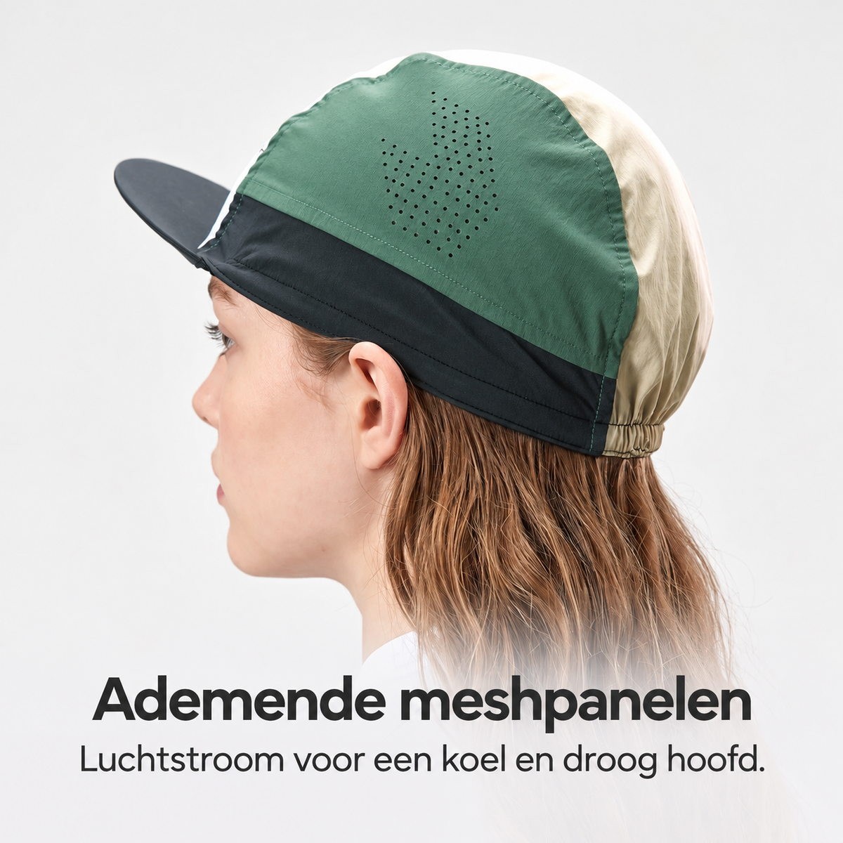 Ademende fietspet met meshpanelen