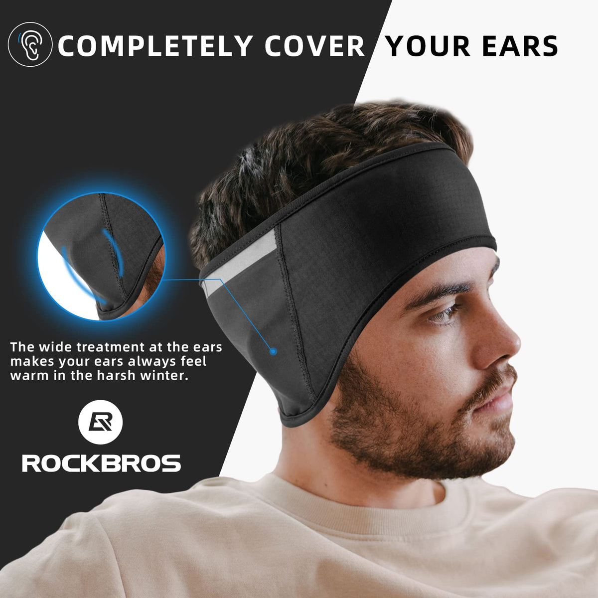 Thermische sporthoofdband met oorbedekking en reflectie