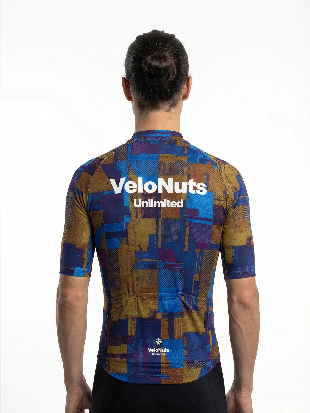 ROCKBROS heren fietsshirt Terrain Blocks ademend wielershirt Cobalt Rust Blocks