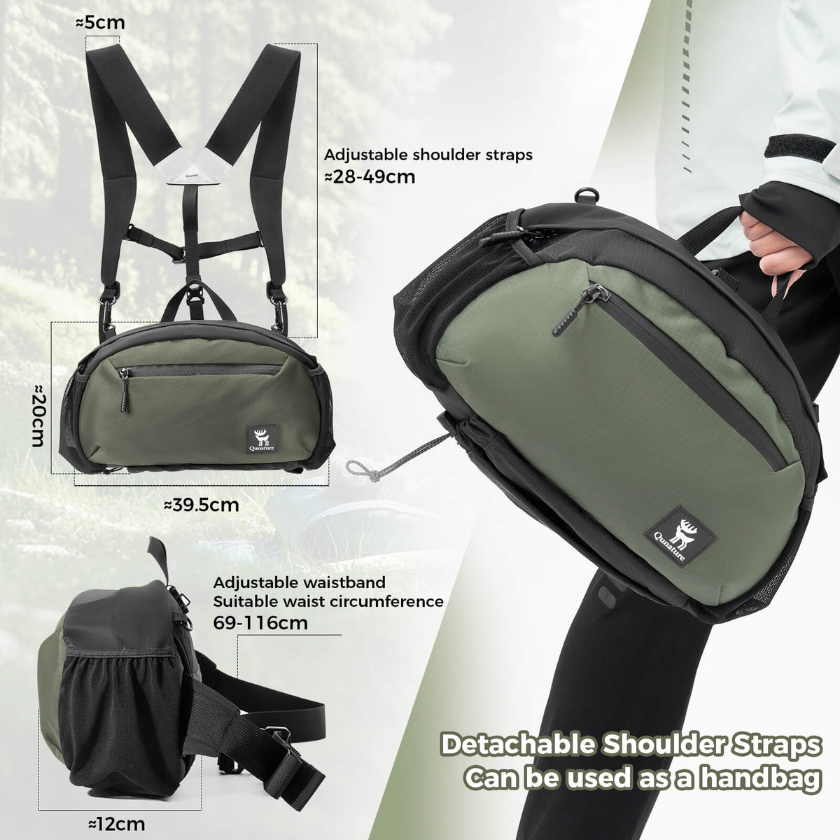 Qunature fietsrugzak en heuptas 7,9 L