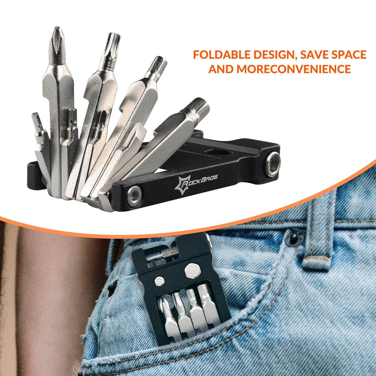 ROCKBROS multitool voor fiets 20-in-1 inklapbaar roestvrij staal
