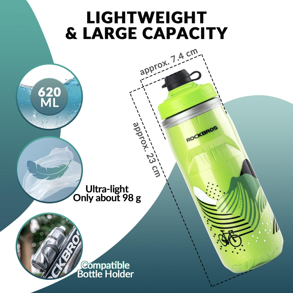 Geïsoleerde lekvrije fiets bidon 620 ml