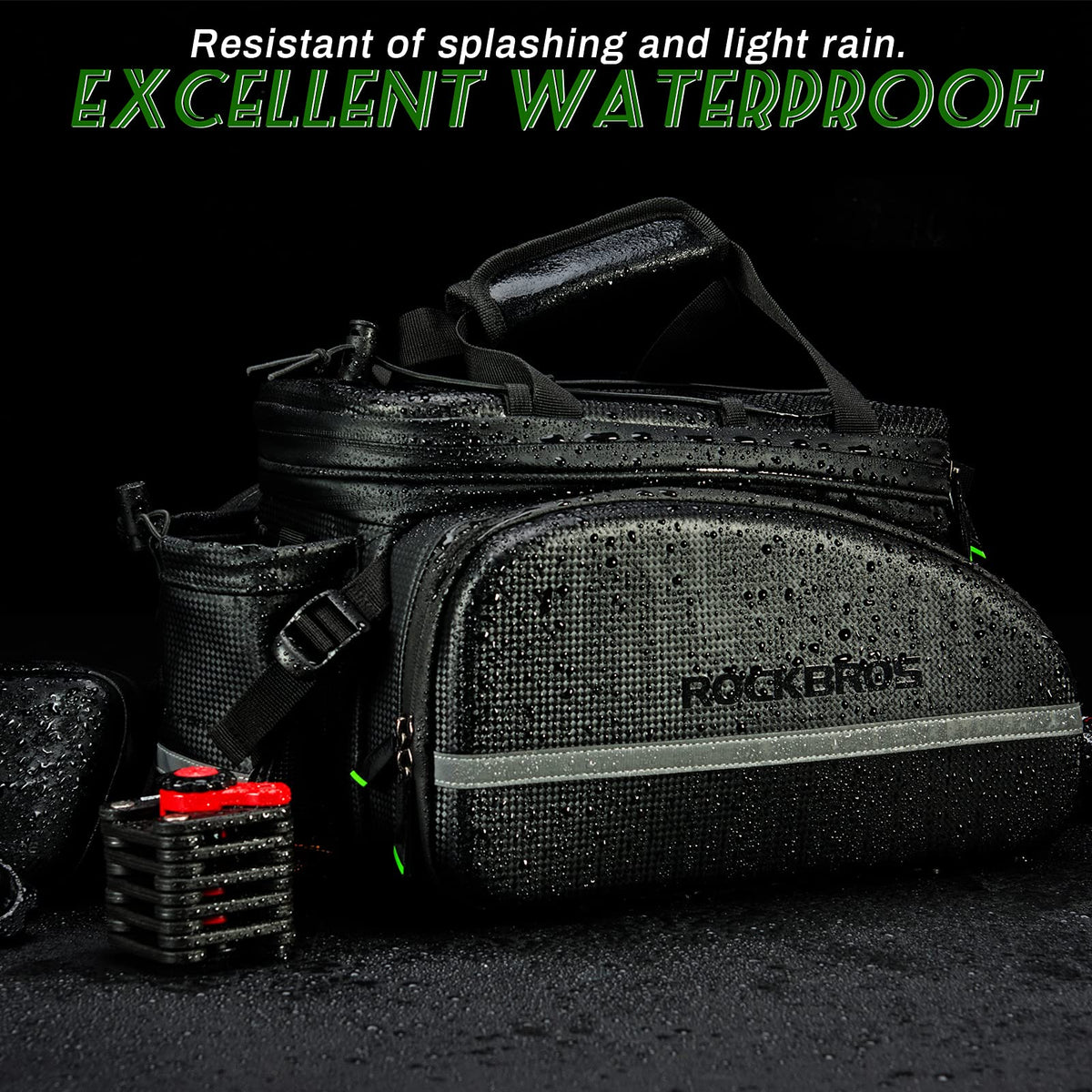 ROCKBROS waterproof fietsdragertas 35l met carbon-look grote capaciteit