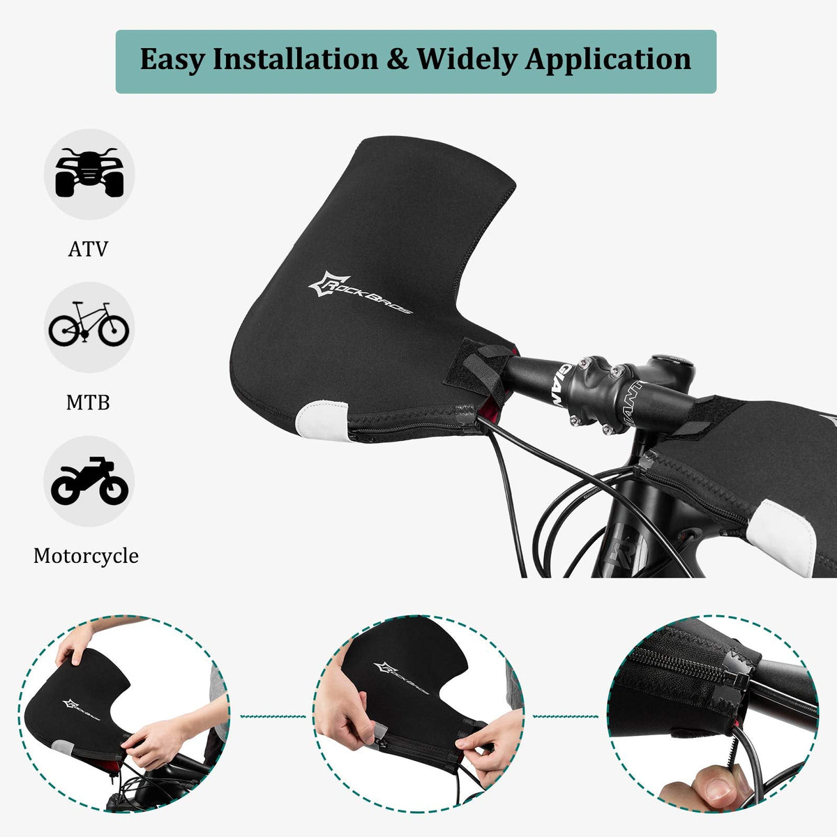 Thermische stuurmoffen voor fietsen met uitneembare fleece