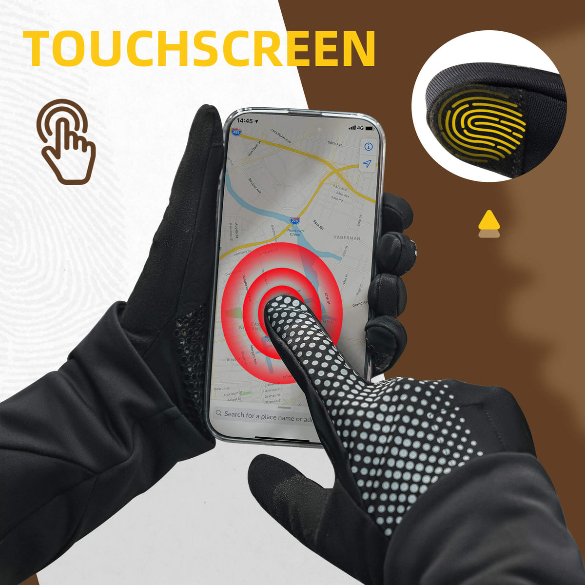 Lichtgewicht lange fietshandschoenen met touchscreen