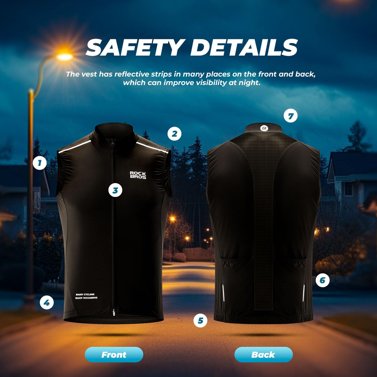 Lichtgewicht fietsgilet met reflecterende details