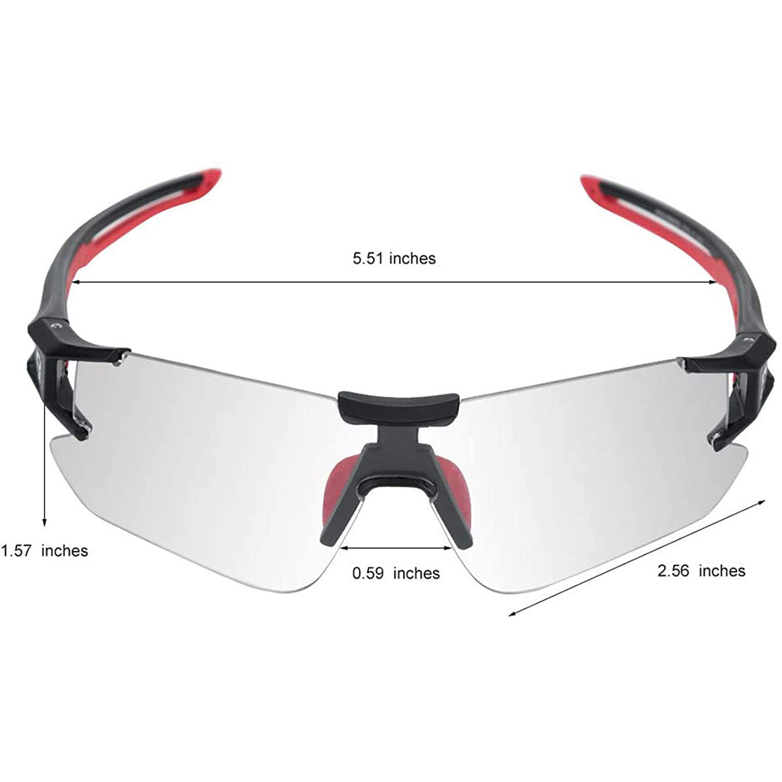ROCKBROS randloze fotochromische fietsbril uv400#kleur_zwart rood