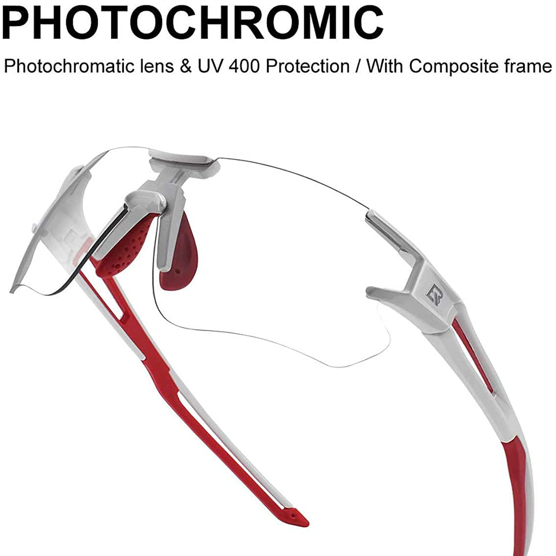 ROCKBROS randloze fotochromische fietsbril uv400#kleur_wit rood