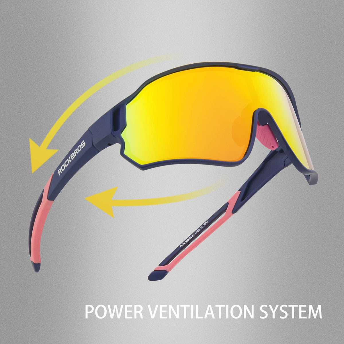 ROCKBROS gepolariseerde fietsbril uv400 full frame#kleur_donkerblauw + roze