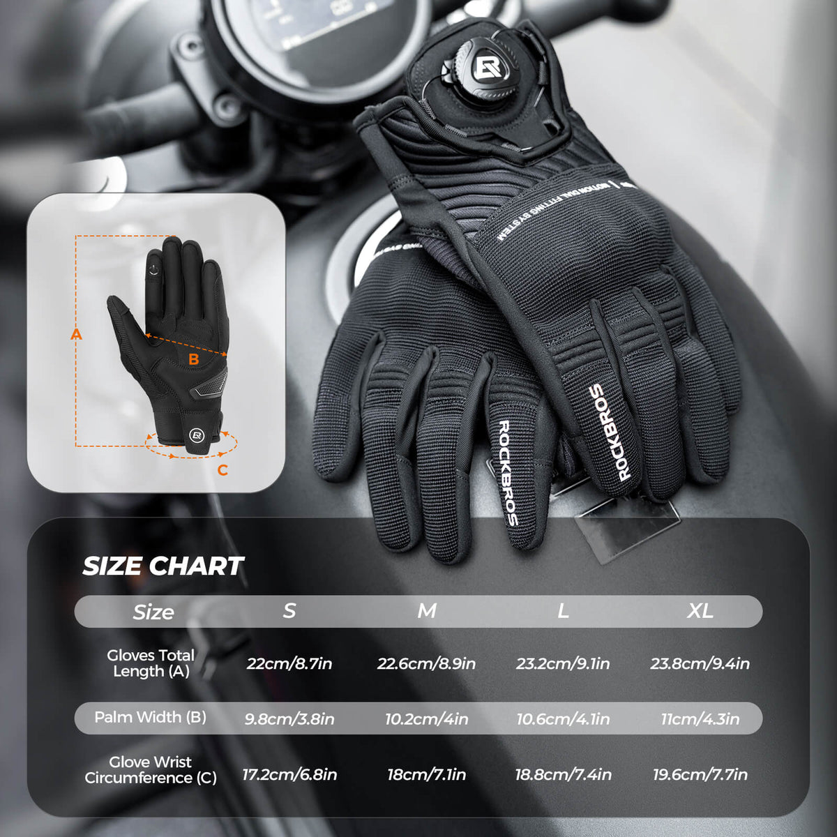 Lange fietshandschoenen met touchscreen en padding