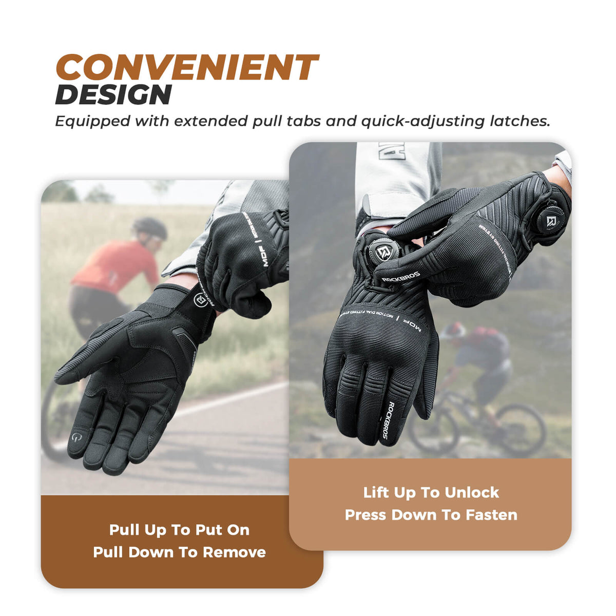 Lange fietshandschoenen met touchscreen en padding