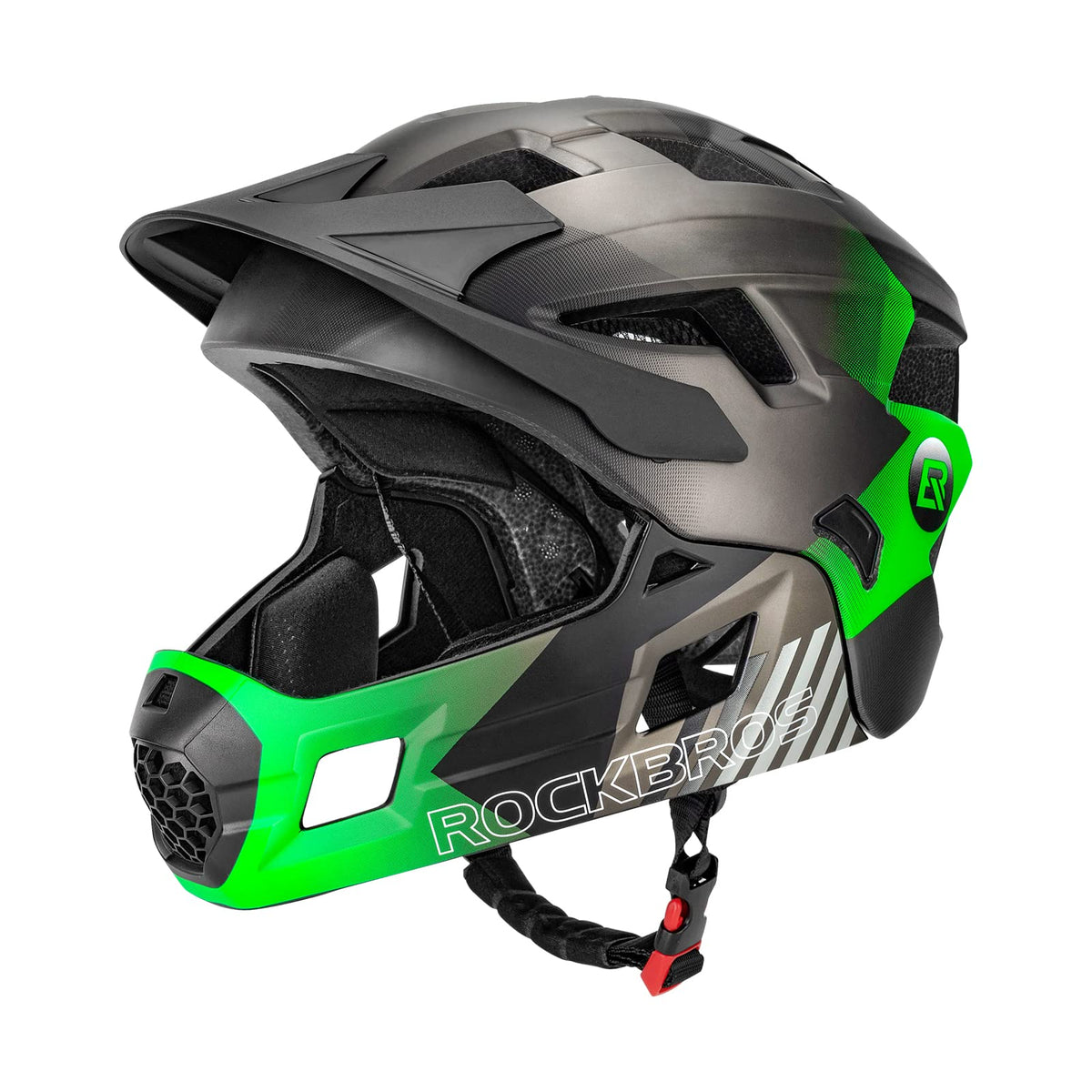 #Groen ROCKBROS fullface kinderhelm voor bmx, mtb en skateboard met ventilatie