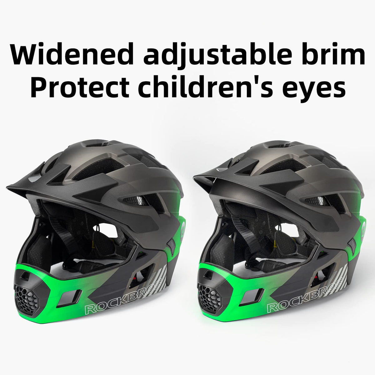 #Groen ROCKBROS fullface kinderhelm voor bmx, mtb en skateboard met ventilatie