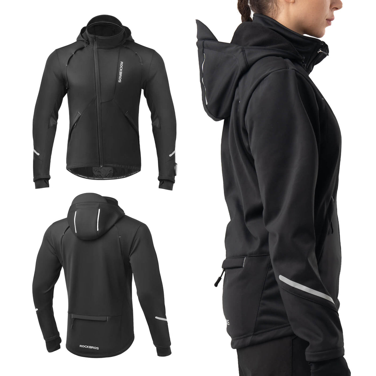 Heren fietsjack met thermische fleece en reflecterende details