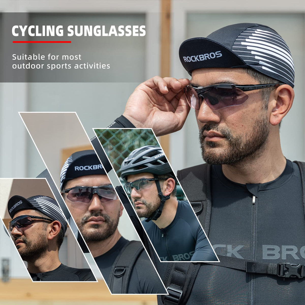 ROCKBROS fotochromische sportbril met verwisselbare band#kleur_zwart
