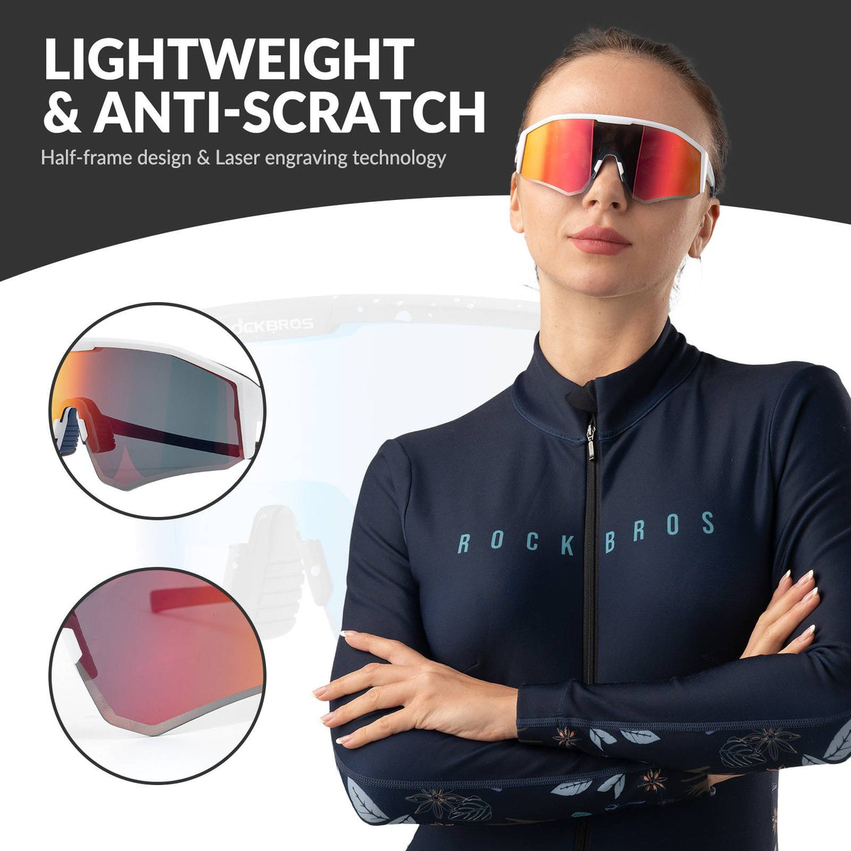 ROCKBROS gepolariseerde sportbril met verstelbare pootjes#kleur_wit