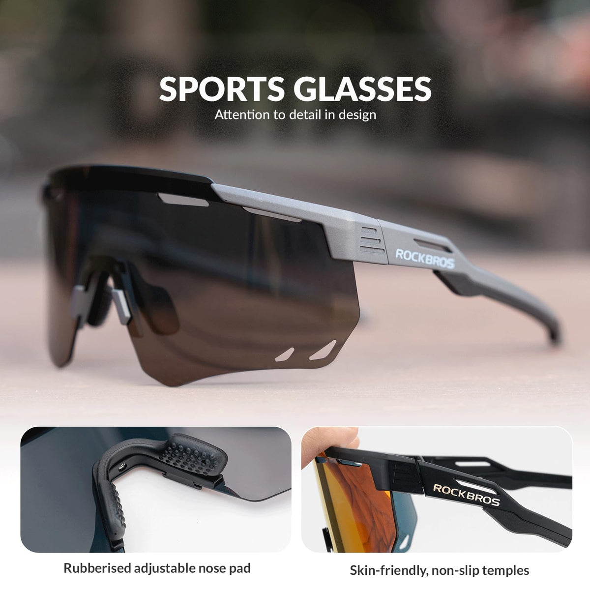 ROCKBROS gepolariseerde fietsbril uv400#kleur_grijs