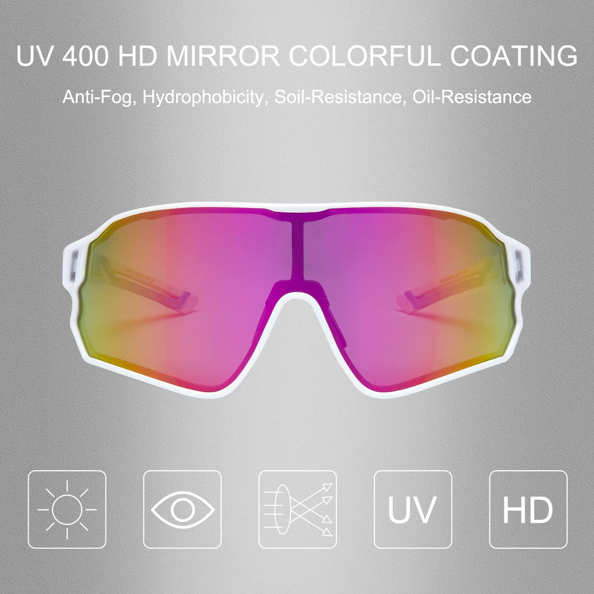 ROCKBROS gepolariseerde sportbril uv400 met tr90 frame#kleur_wit blauw