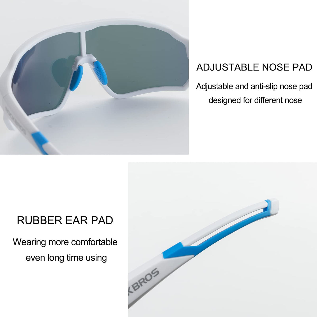 ROCKBROS gepolariseerde sportbril uv400 met tr90 frame#kleur_wit blauw