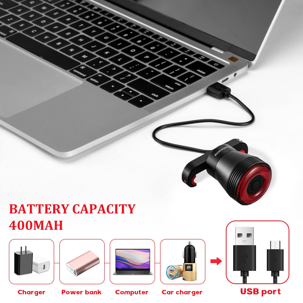 ROCKBROS q5 smart achterlicht ipx6 led remlicht usb