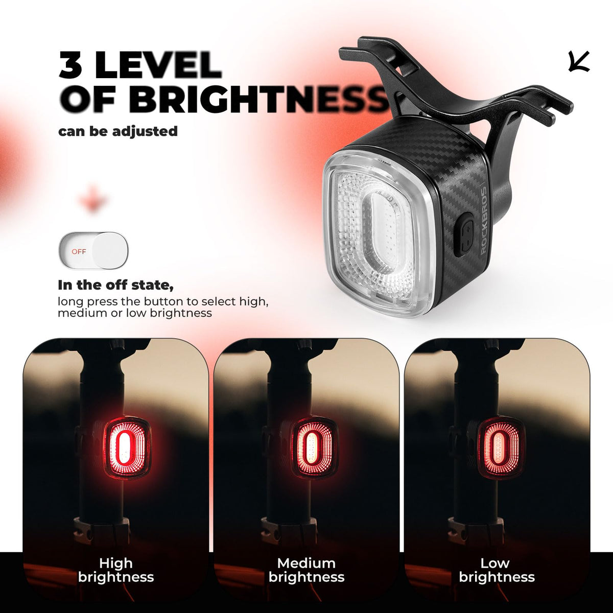 ROCKBROS ultra helder led achterlicht waterproof oplaadbaar usb