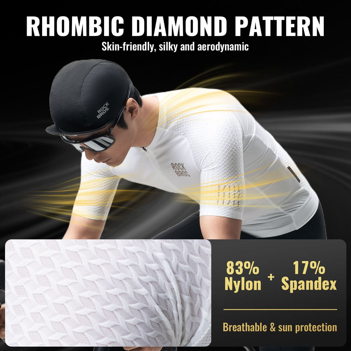 ROCKBROS heren short-sleeve fietsshirt diamond pattern#wit