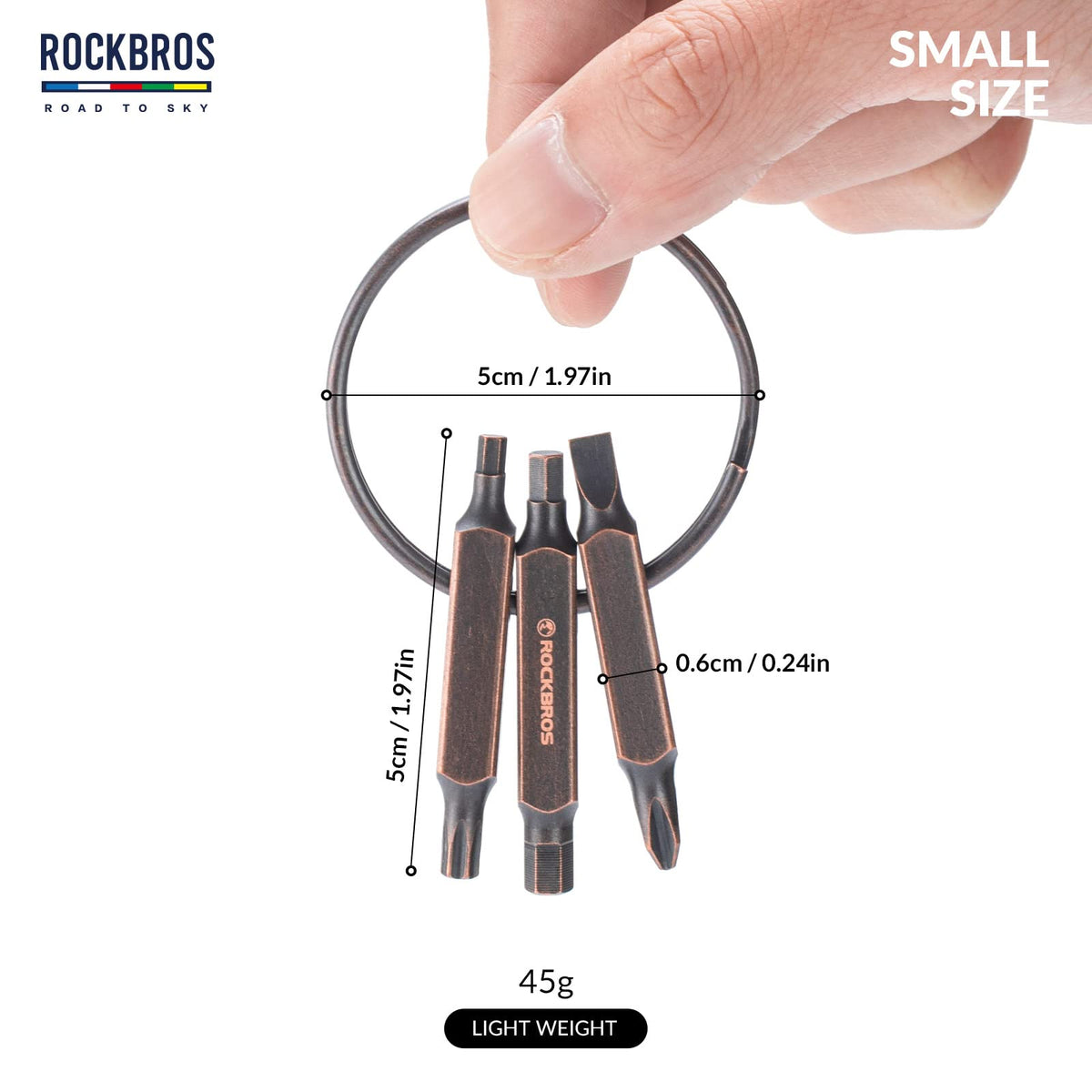 ROCKBROS road-to-sky mini fietstool 6-in-1 draagbare sleutelhanger#kleur_brons