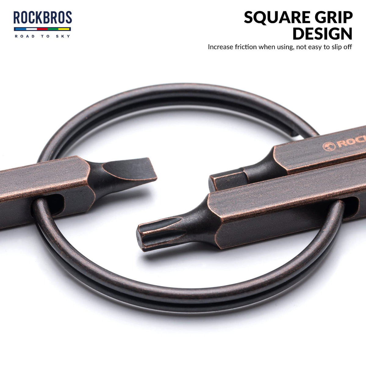 ROCKBROS road-to-sky mini fietstool 6-in-1 draagbare sleutelhanger#kleur_brons