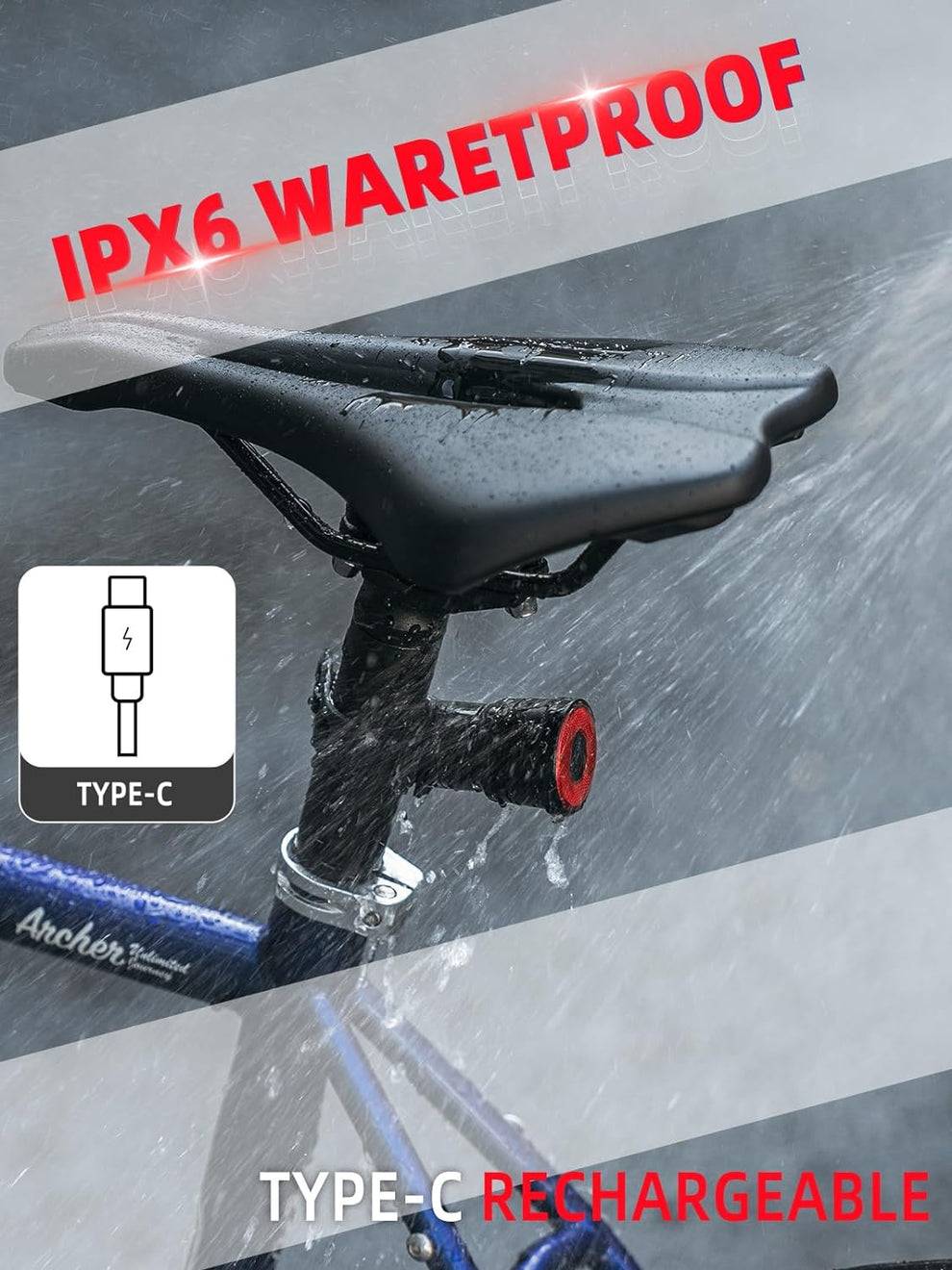 ROCKBROS smart achterlicht remsensor waterproof usb oplaadbaar