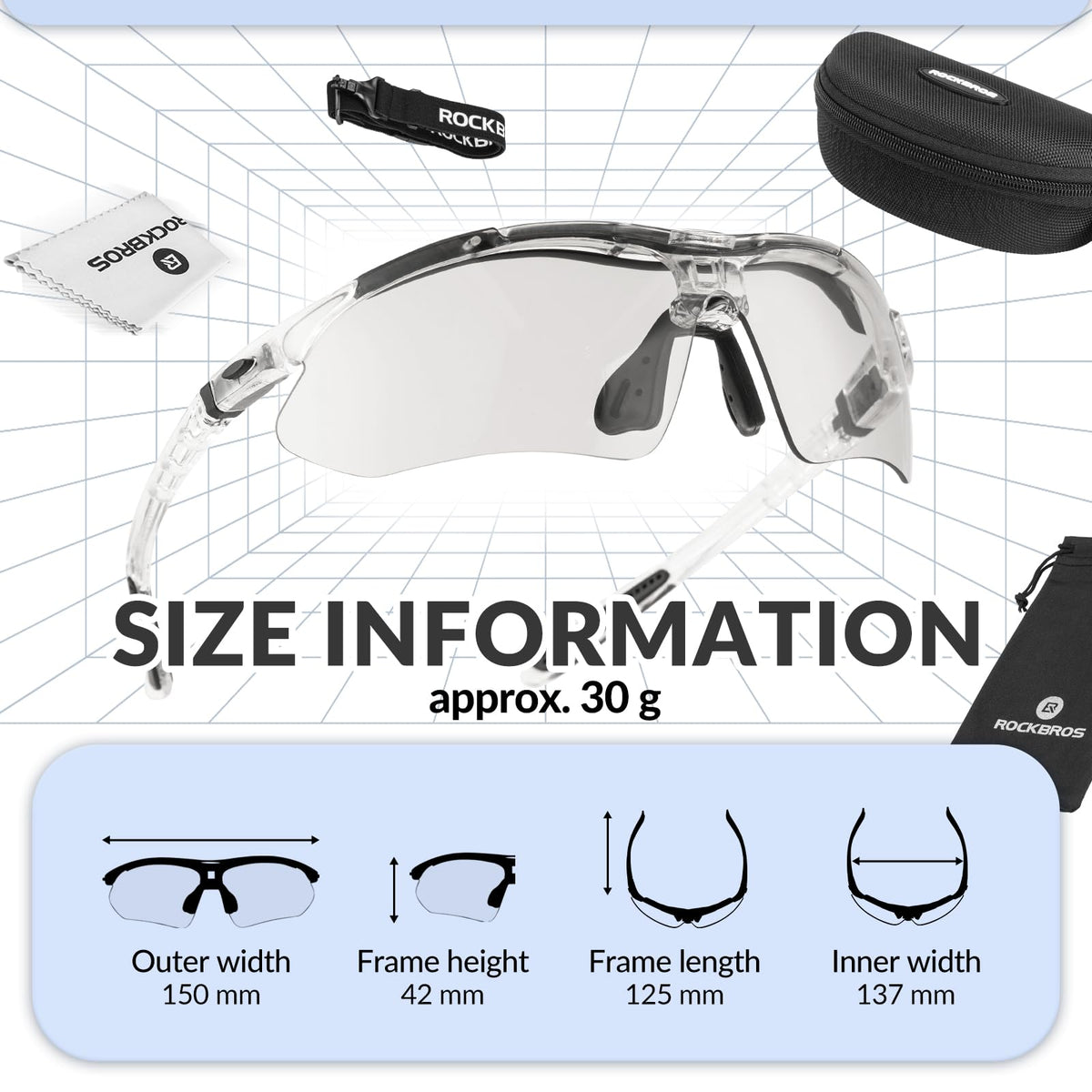 ROCKBROS fotochromische sportbril met hoofdband#stijl_transparant fotochromisch lenzen