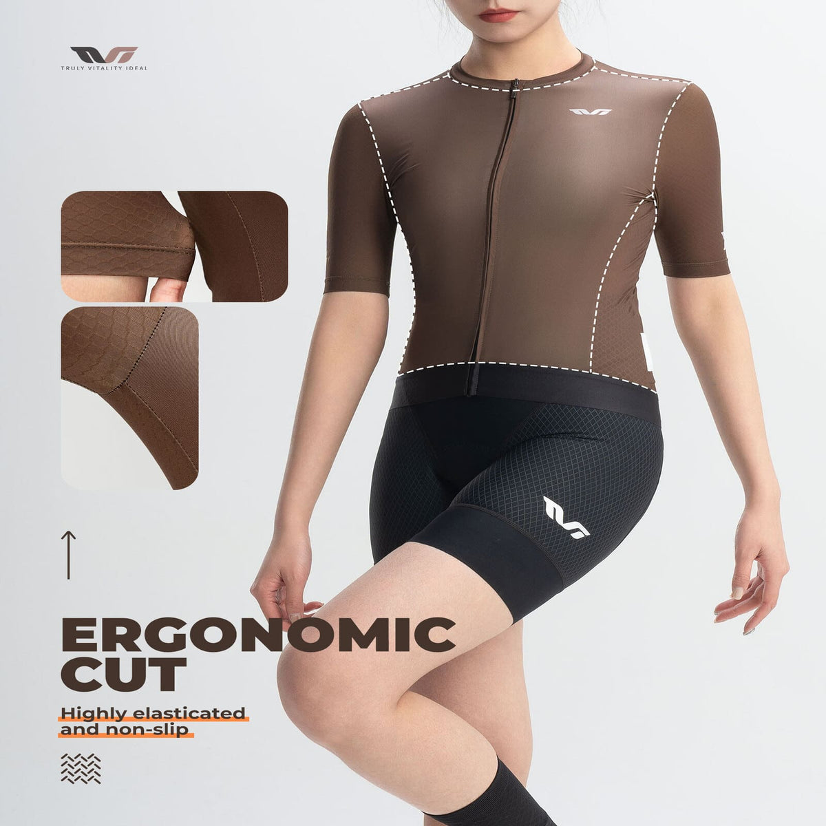 ROCKBROS tvi dames fietsshirt ademend korte mouw brown#asian_size_xxl_(eu_size_xl)