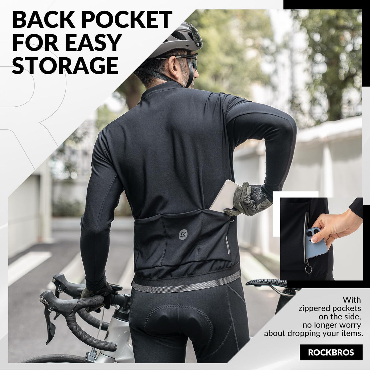 Windwerende fietsset met jack en lange broek