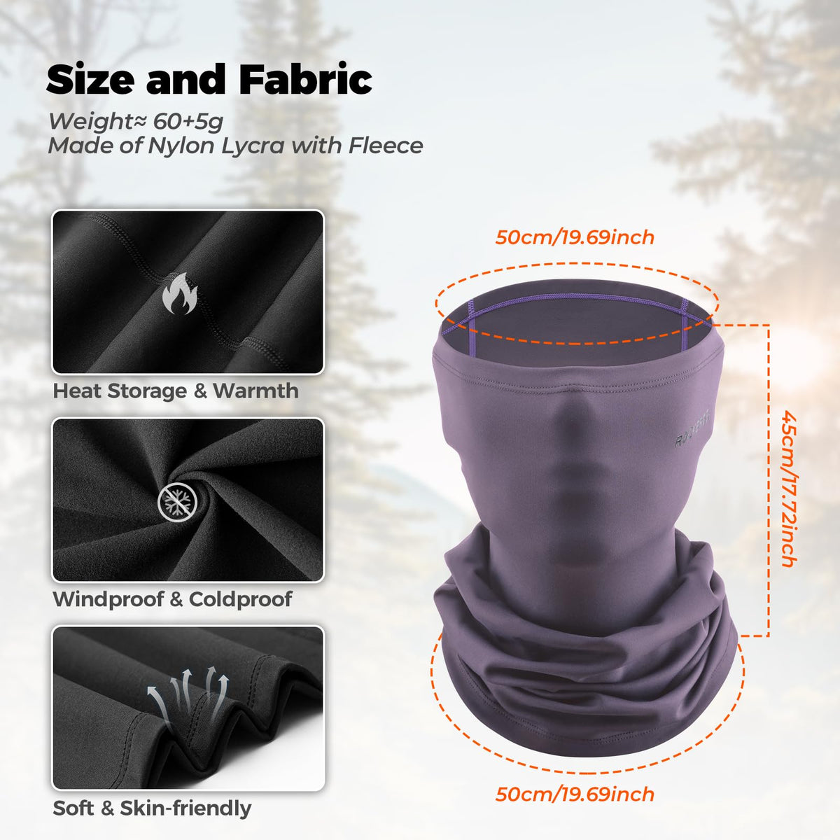 Thermische nekwarmer met fleece voor wintergebruik