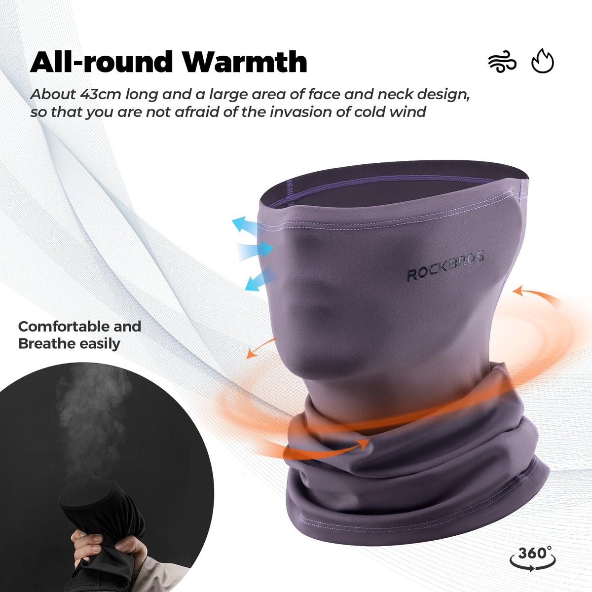 Thermische nekwarmer met fleece voor wintergebruik