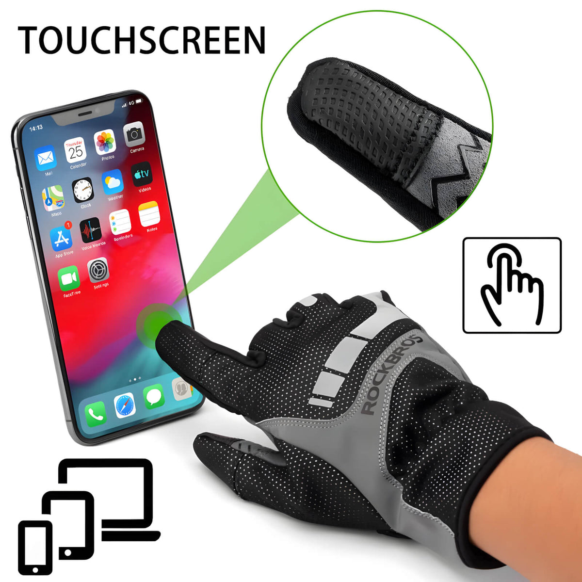 Warme fietshandschoenen met gel-demping en touchscreen