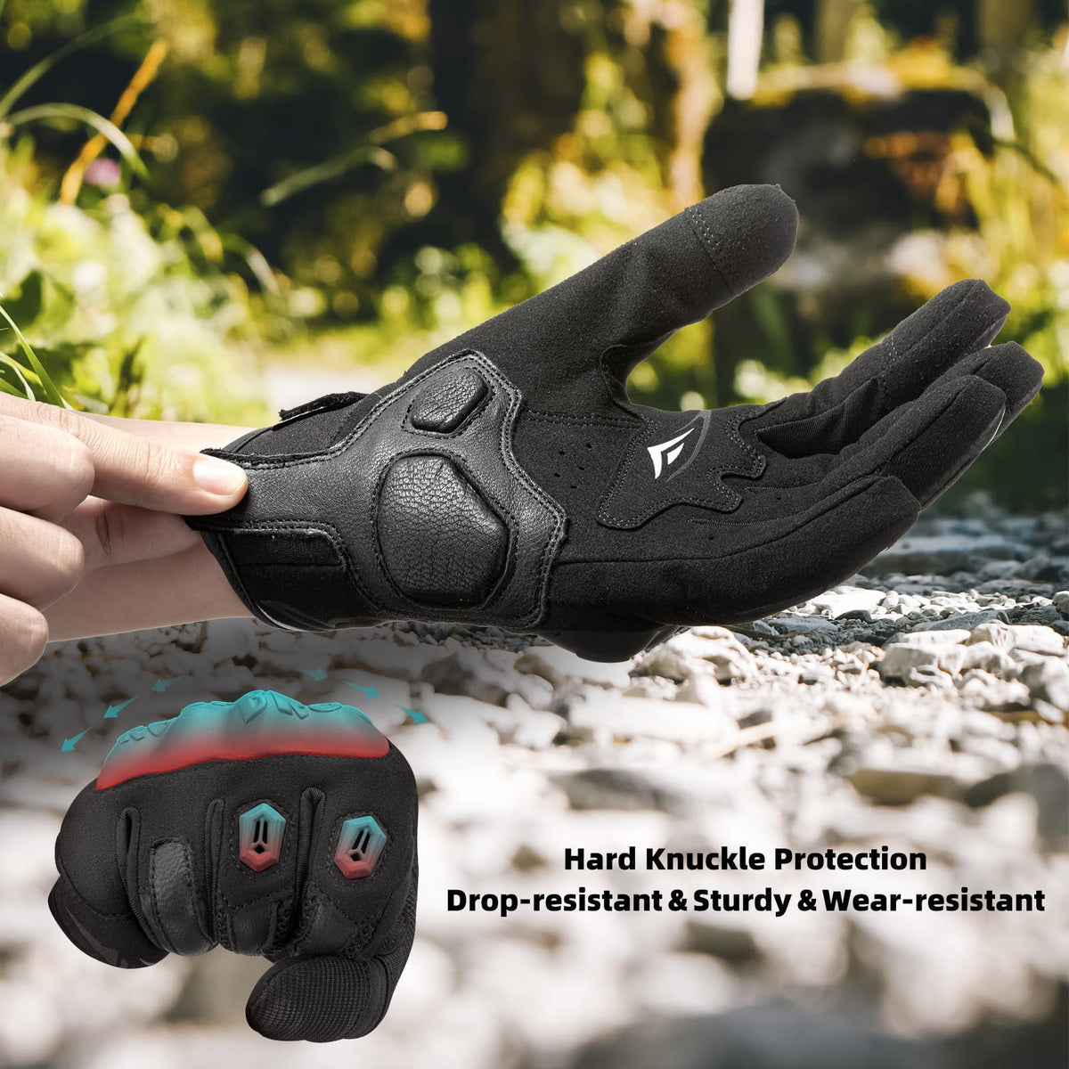 Lange fietshandschoenen met knokkelbescherming en touchscreen