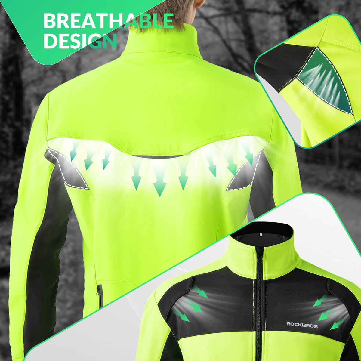 Thermisch softshell fietsjack met hoge zichtbaarheid