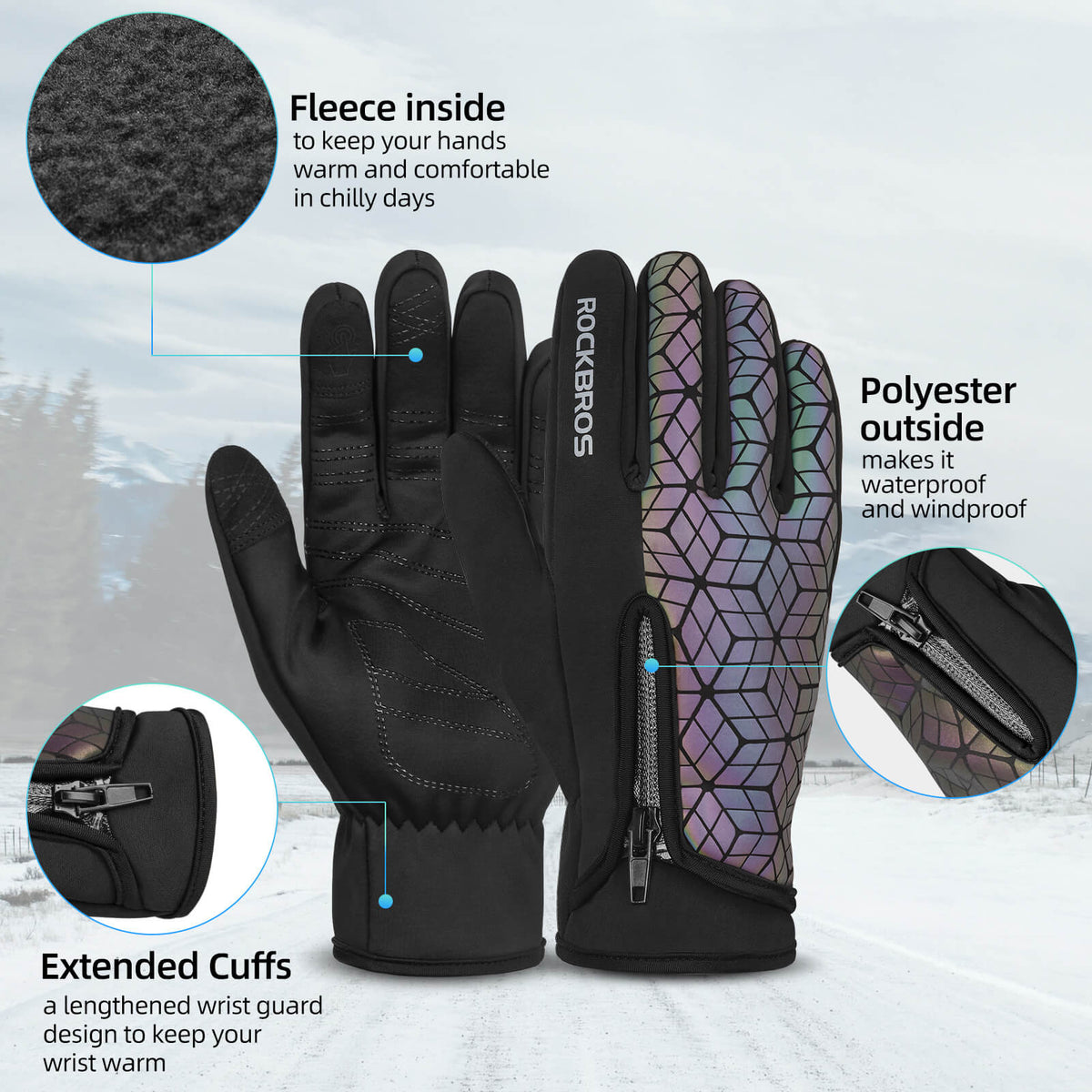Warme winter fietshandschoenen met touchscreen