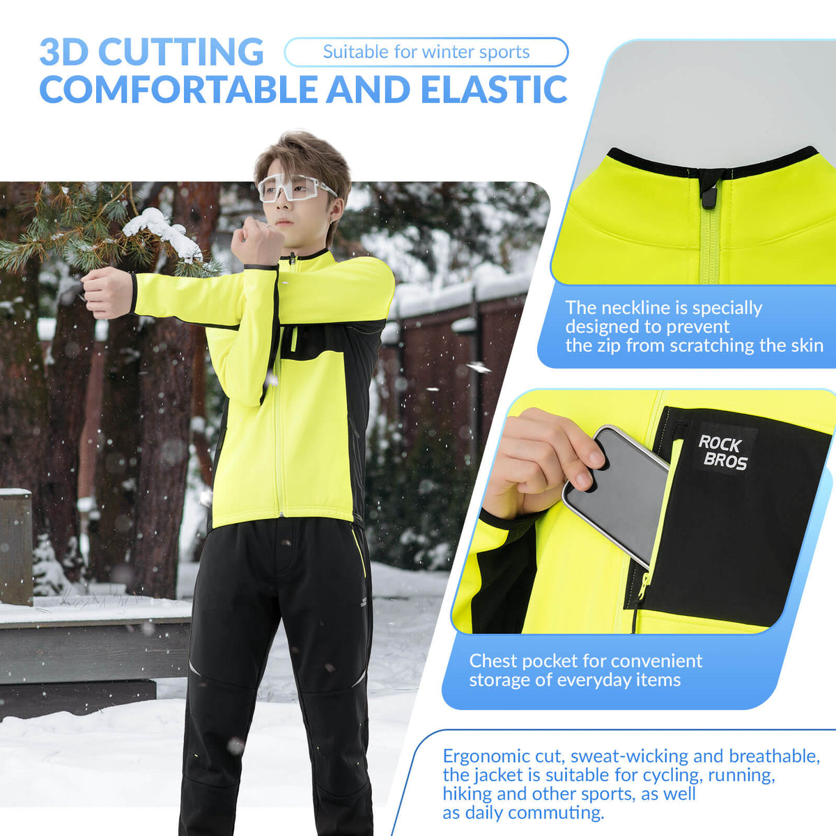 Heren winter fietsjack met fleece