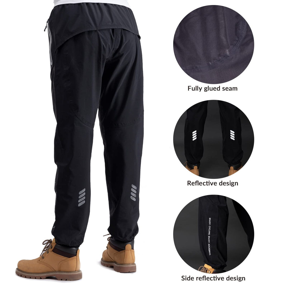 Waterbestendige regenjas en overbroek met reflectie