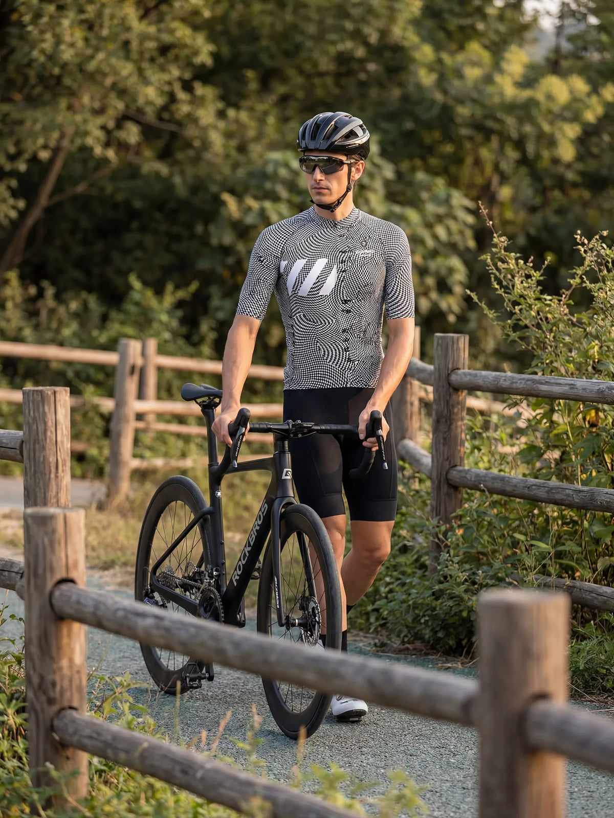 ROCKBROS heren fietsshirt Pixel Riot ademend wielershirt Optical Warp Check