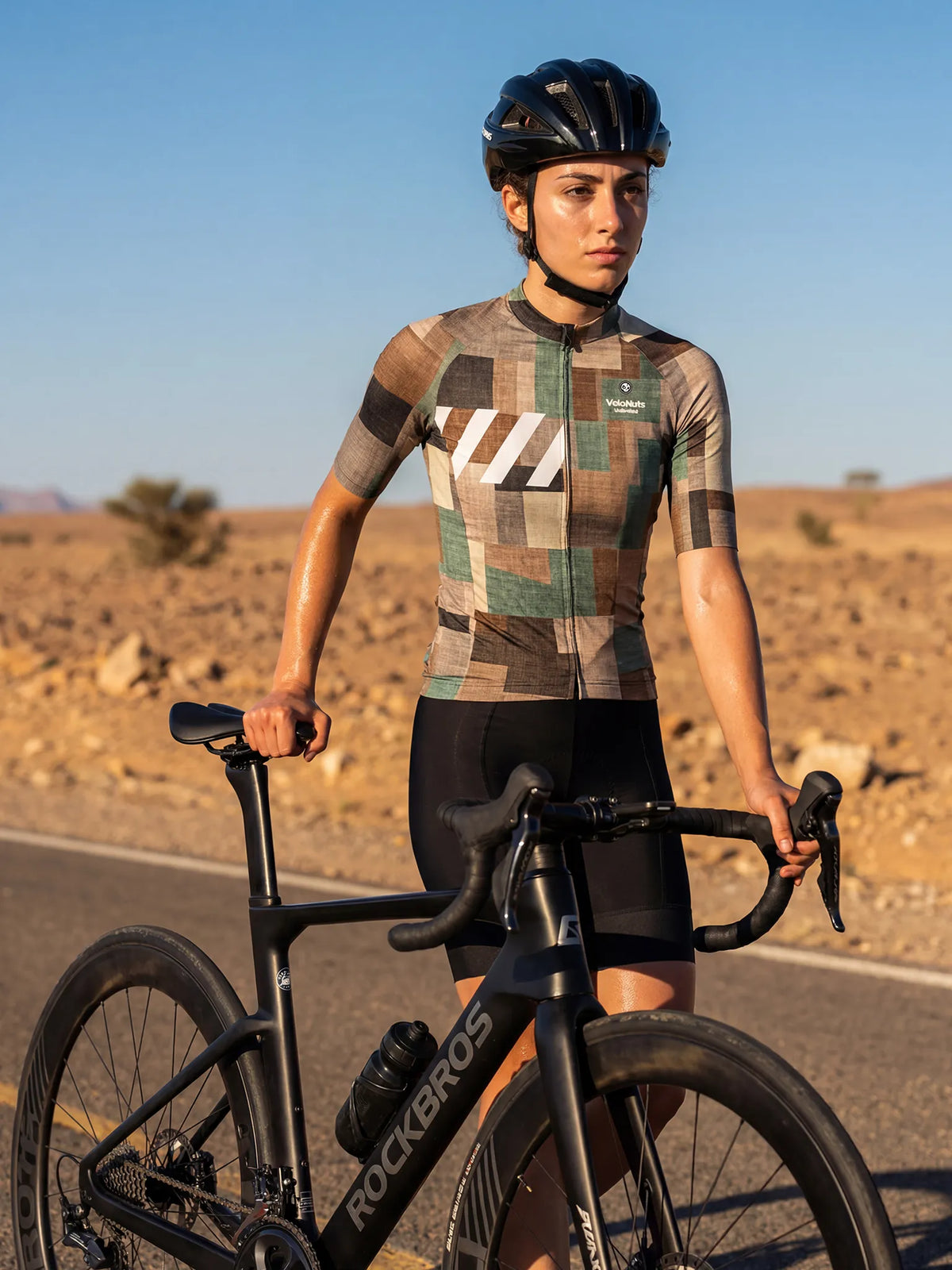 ROCKBROS dames fietsshirt Terrain Blocks ademend wielershirt Linen Patchwork