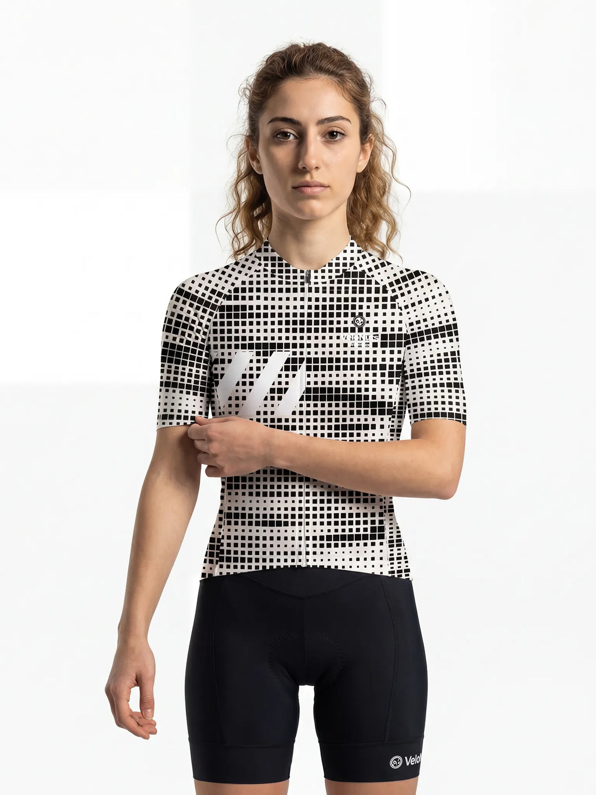 ROCKBROS dames fietsshirt Pixel Riot ademend wielershirt Mono Pixel Grid