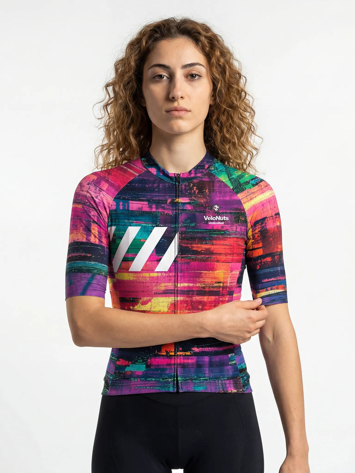 ROCKBROS dames fietsshirt Pixel Riot ademend wielershirt Neon Glitch