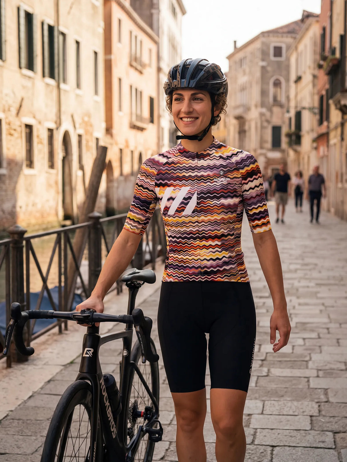 ROCKBROS dames fietsshirt Retro Signal ademend wielershirt Psychedelic Wave